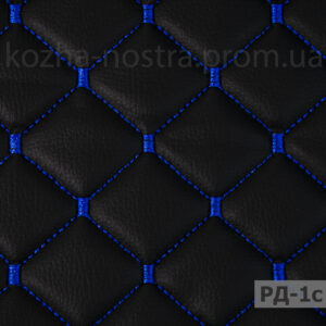 Alternative view of Автомобильный кожзаменитель на поролоне черный с синей строчкой